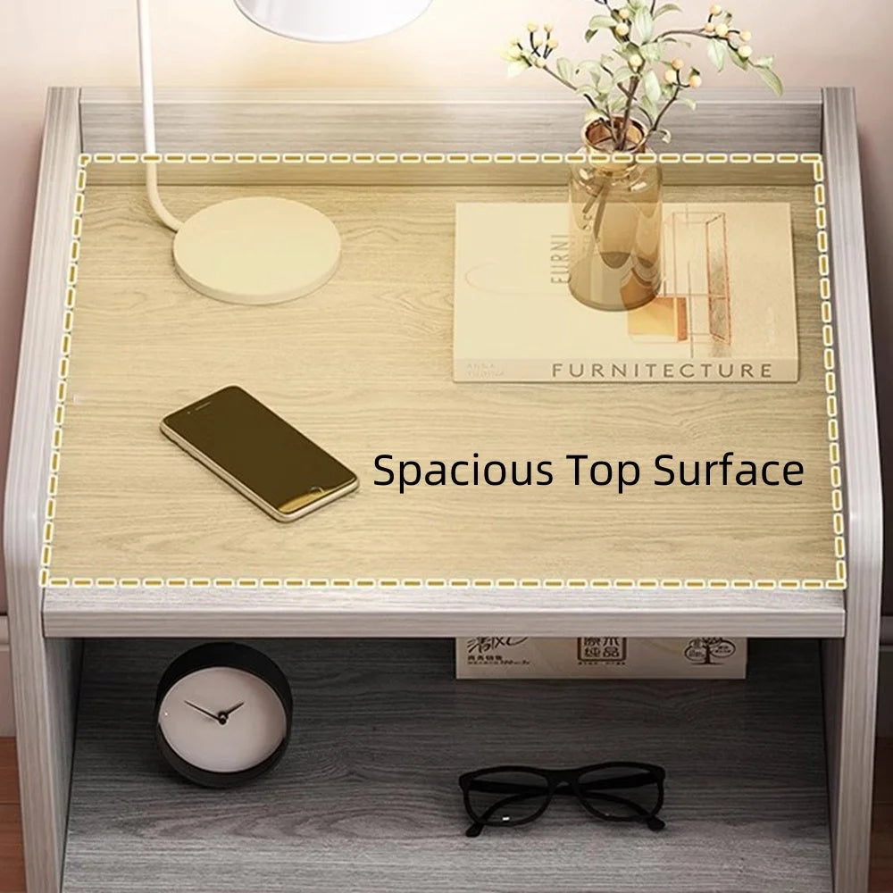 2x bedside table with drawer and shelf modern nightstand