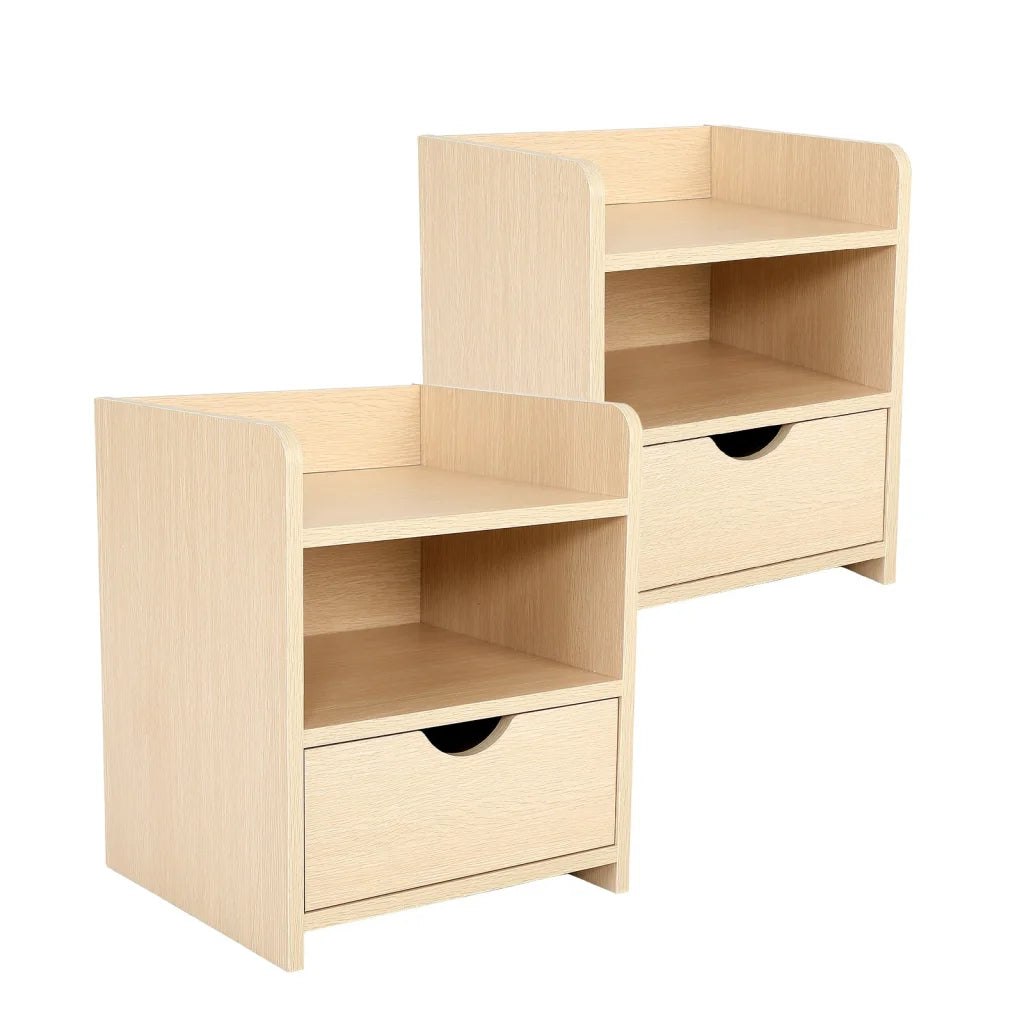 2x Bedside Tables Storage Cabinet Nightstand - 1 Drawer 2