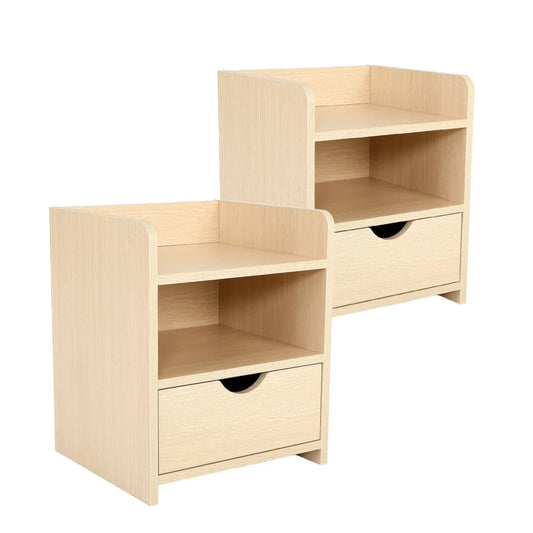 2x Bedside Tables Storage Cabinet Nightstand - 1 Drawer 2
