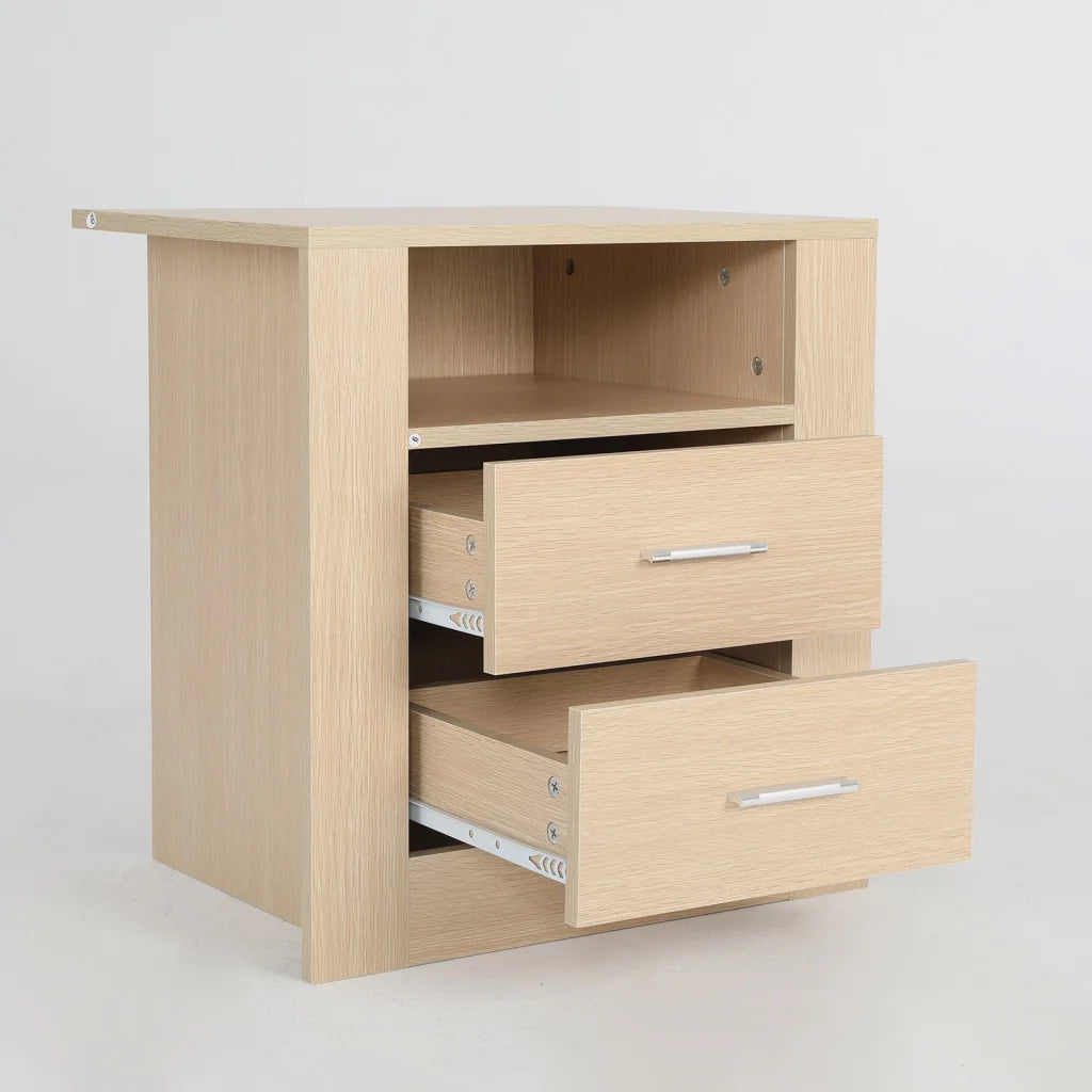 2x Bedside Tables Storage Cabinet Nightstand - 2 Drawers 1