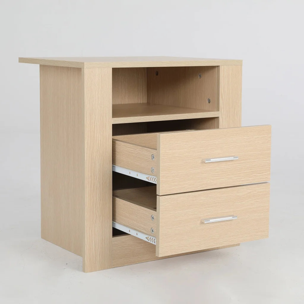 2x Bedside Tables Storage Cabinet Nightstand - 2 Drawers 1
