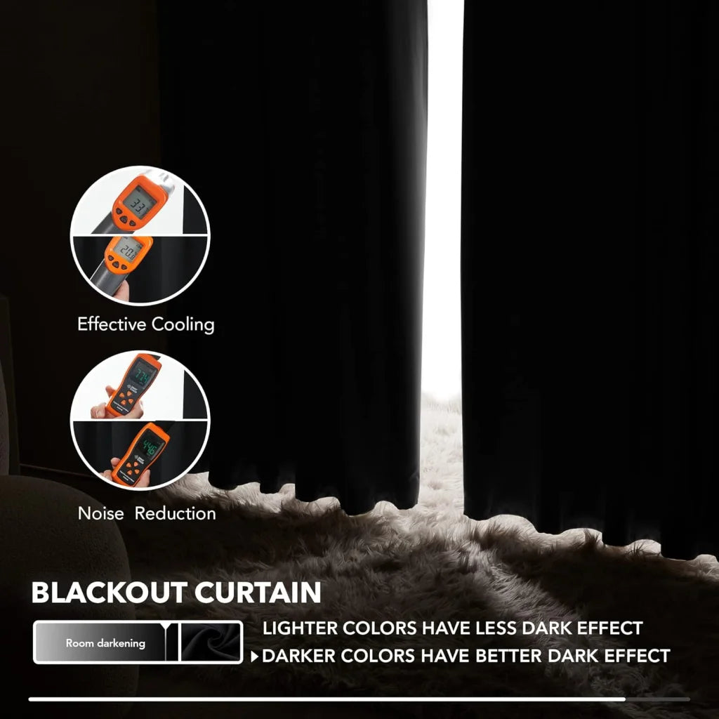2X Blockout Curtains 100% Blackout Window Curtain Draperies