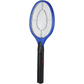 Bug zapper racket with tiered shelves and metal supports