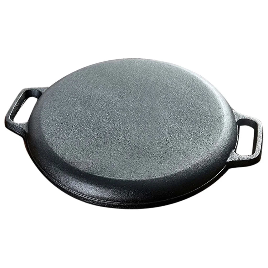 2X Cast Iron 30cm Frying Pan Skillet Coating Steak Sizzle Platter - Premium