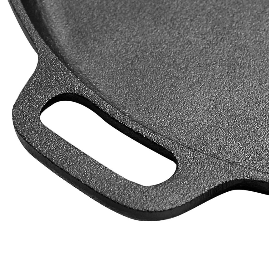 2X Cast Iron 30cm Frying Pan Skillet Coating Steak Sizzle Platter - Premium