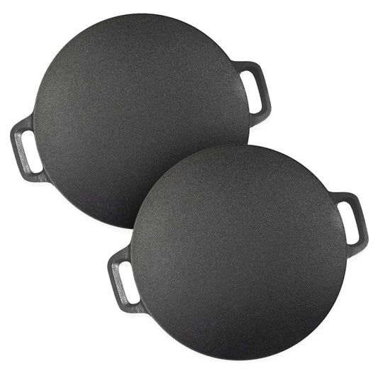 2X Cast Iron Induction Crepes Pan Baking Cookie Pancake Pizza Bakeware - Premium