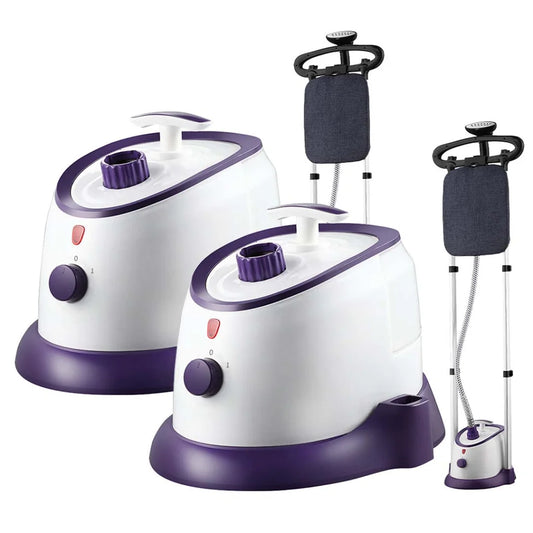 2X Garment Steamer Vertical Twin Pole Clothes 1700ml 1800W Steaming Kit Purple - Premium