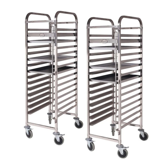 2X Gastronorm Trolley 15 Tier Stainless Steel Cake Bakery Trolley Suits 60*40cm Tray - Premium