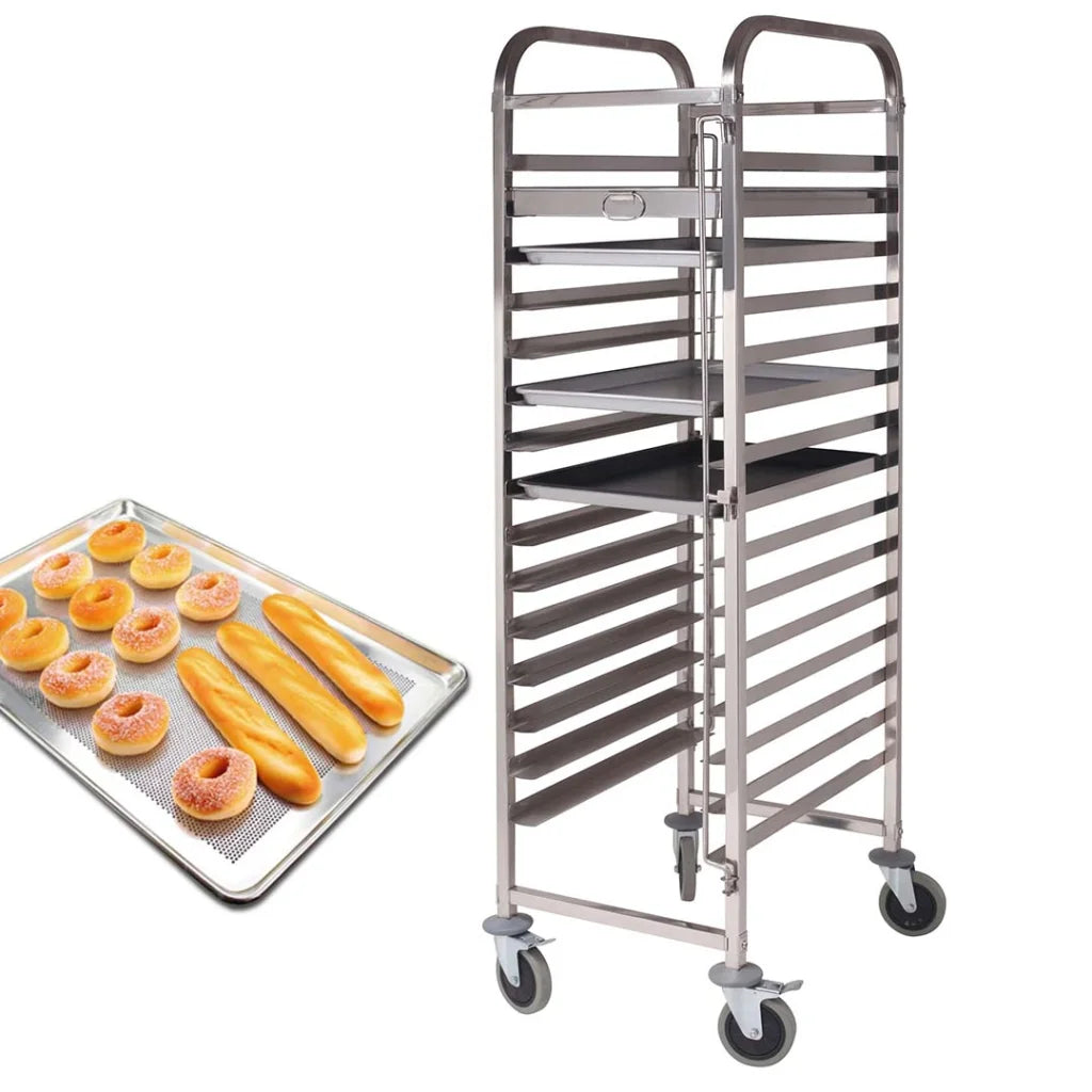 2X Gastronorm Trolley 15 Tier Stainless Steel Cake Bakery Trolley Suits 60*40cm Tray - Premium