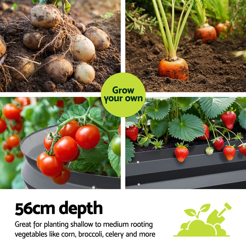 2x Green Fingers Raised Garden Bed 320X80X56cm Oval Planter