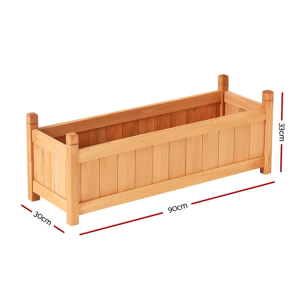 2x Green Fingers Raised Garden Bed 90x30x33cm Wooden