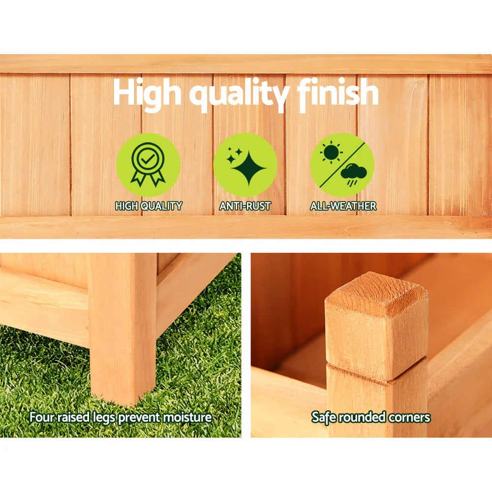 2x Green Fingers Raised Garden Bed 90x30x33cm Wooden