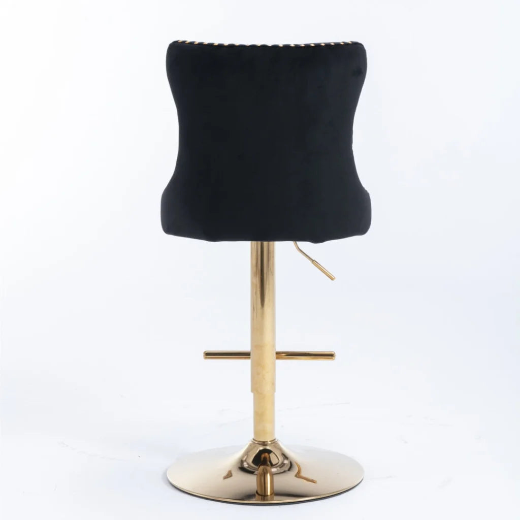 2x Height Adjustable Swivel Bar Stool Velvet Studs Barstool