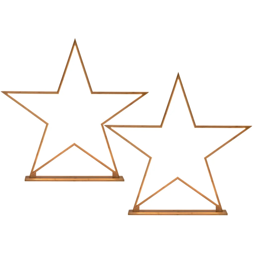 2x Large Bamboo Star w/ LED Strip Table Lamp Light Modern
