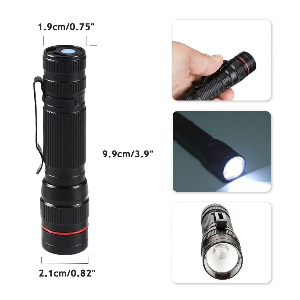 2x Mini Tactical Flashlight Small LED Torch 3 Mode Super