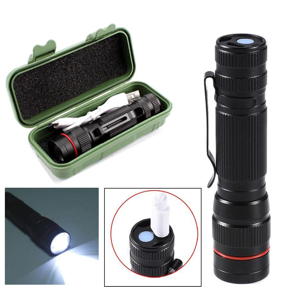 2x Mini Tactical Flashlight Small LED Torch 3 Mode Super