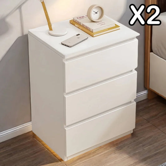 2x Modern bedside table set with drawers minimalist design