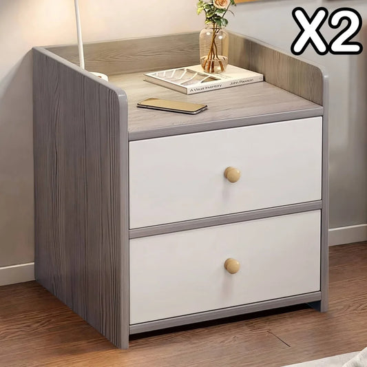2x Modern bedside table with drawers minimalist design