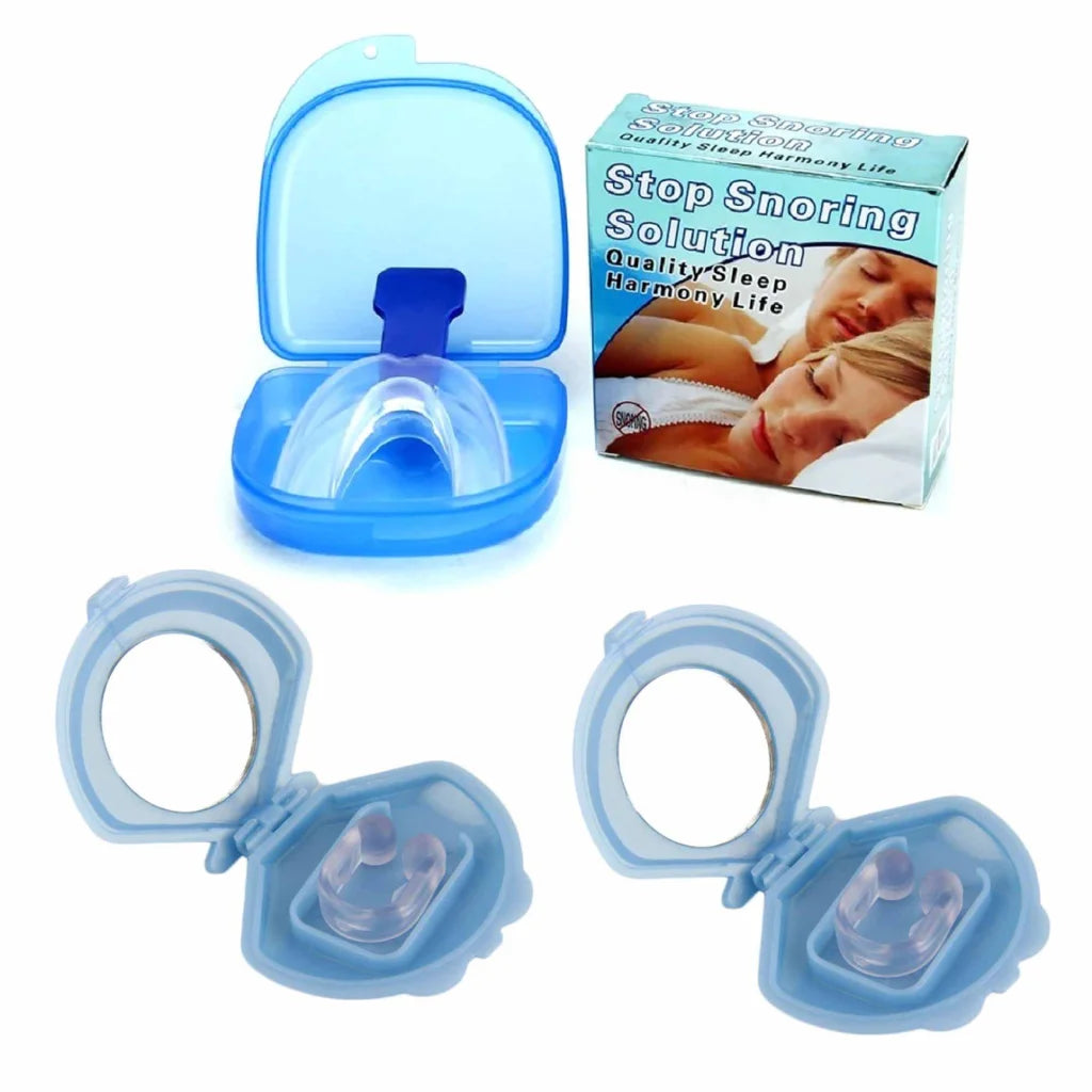 2x Mouthguard Mouthpiece + 2x Nose Clip Anti Snoring Aid