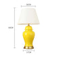 2X Oval Ceramic Table Lamp with Gold Metal Base Desk Lamp Yellow - Premium