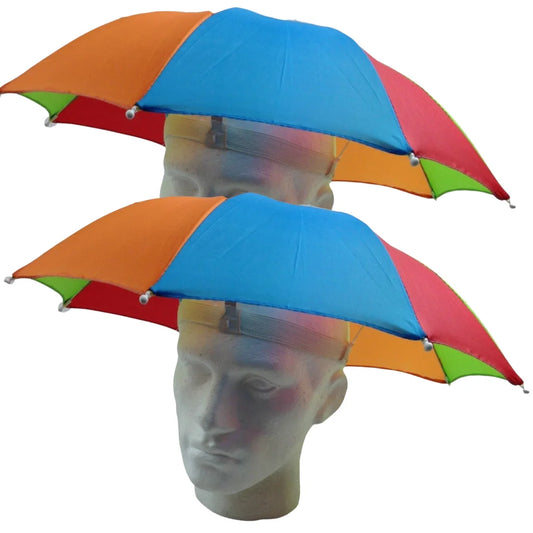 2x RAINBOW UMBRELLA HAT Rain Beach Sun Rain Cap Costume