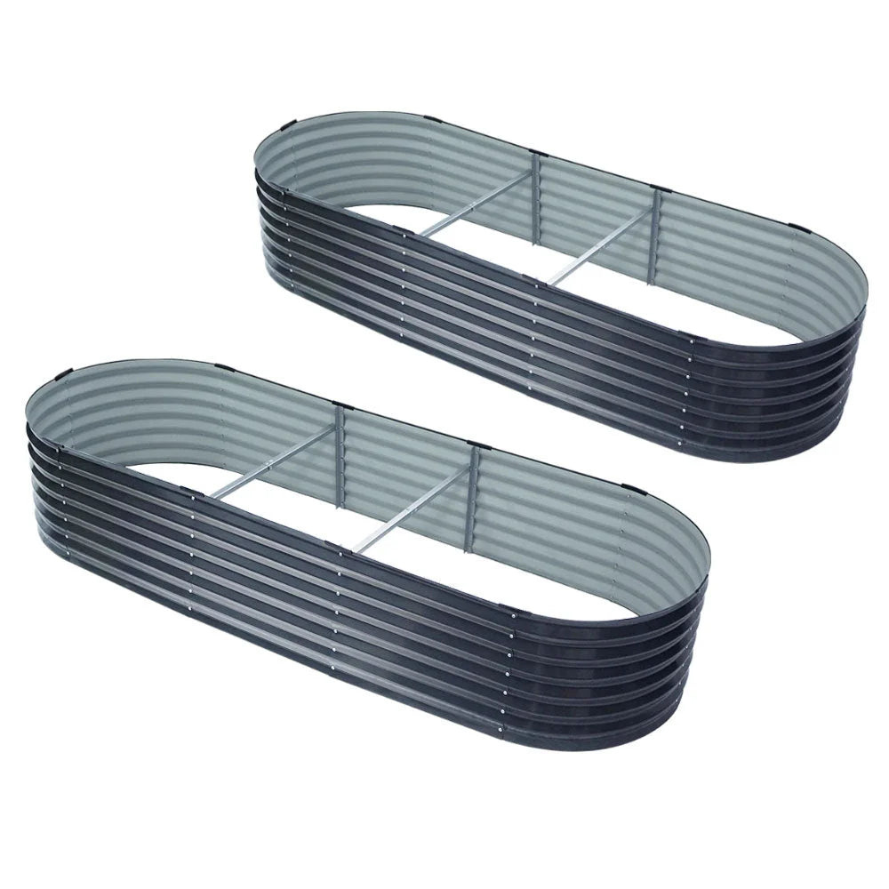 2x Raised Green Fingers Garden Bed 240X80X42cm Oval Planter
