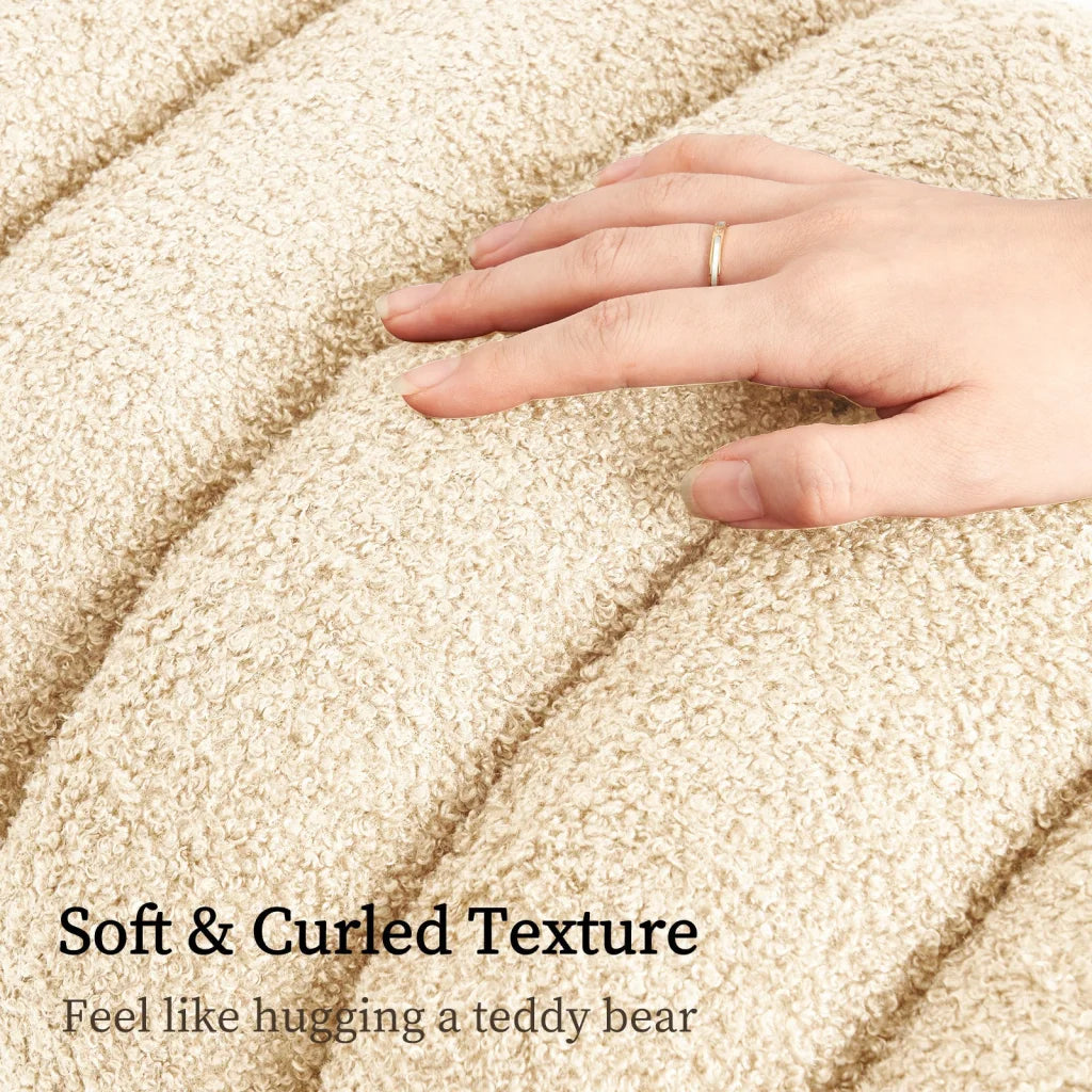 2X Ridge Arch Ottoman Stool Teddy Fleece Fabric Foot Rest