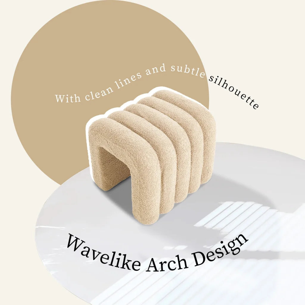 2X Ridge Arch Ottoman Stool Teddy Fleece Fabric Foot Rest