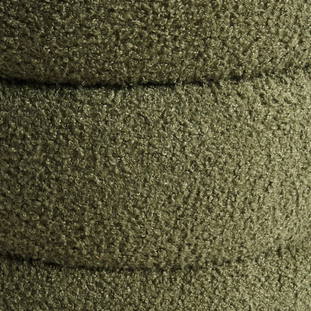 2X Round Stacked Ottoman Stool Teddy Fleece Fabric Foot