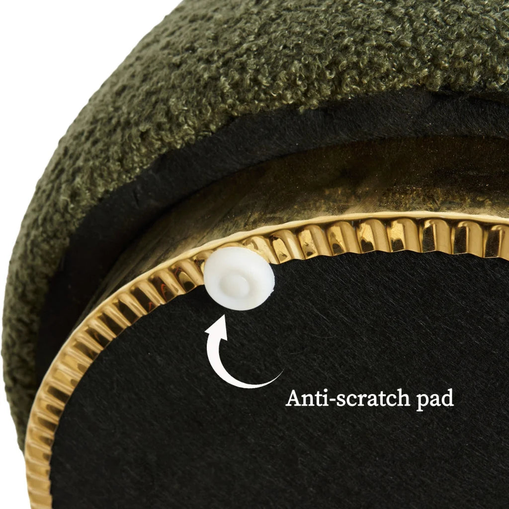 2X Round Stacked Ottoman Stool Teddy Fleece Fabric Foot