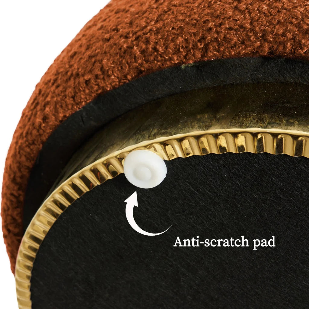 2X Round Stacked Ottoman Stool Teddy Fleece Fabric Foot