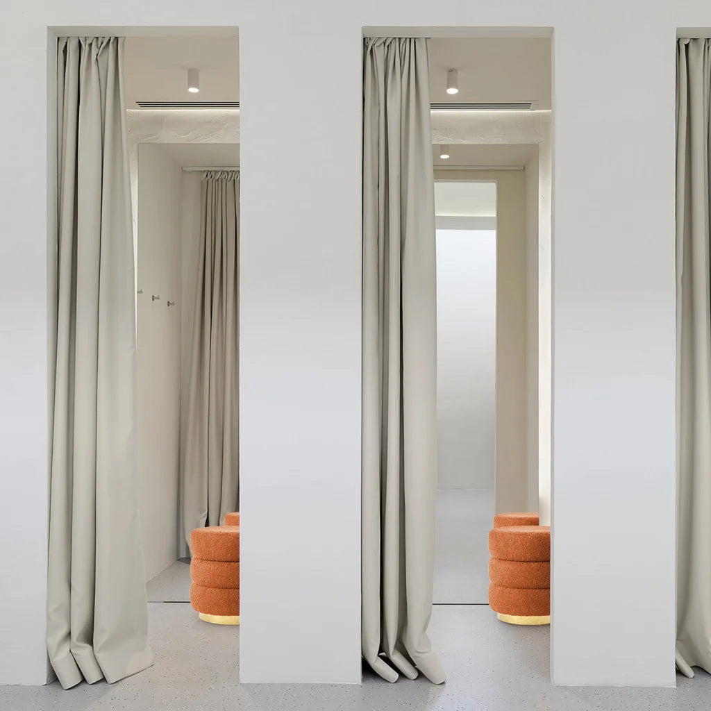 2X Round Stacked Ottoman Stool Teddy Fleece Fabric Foot