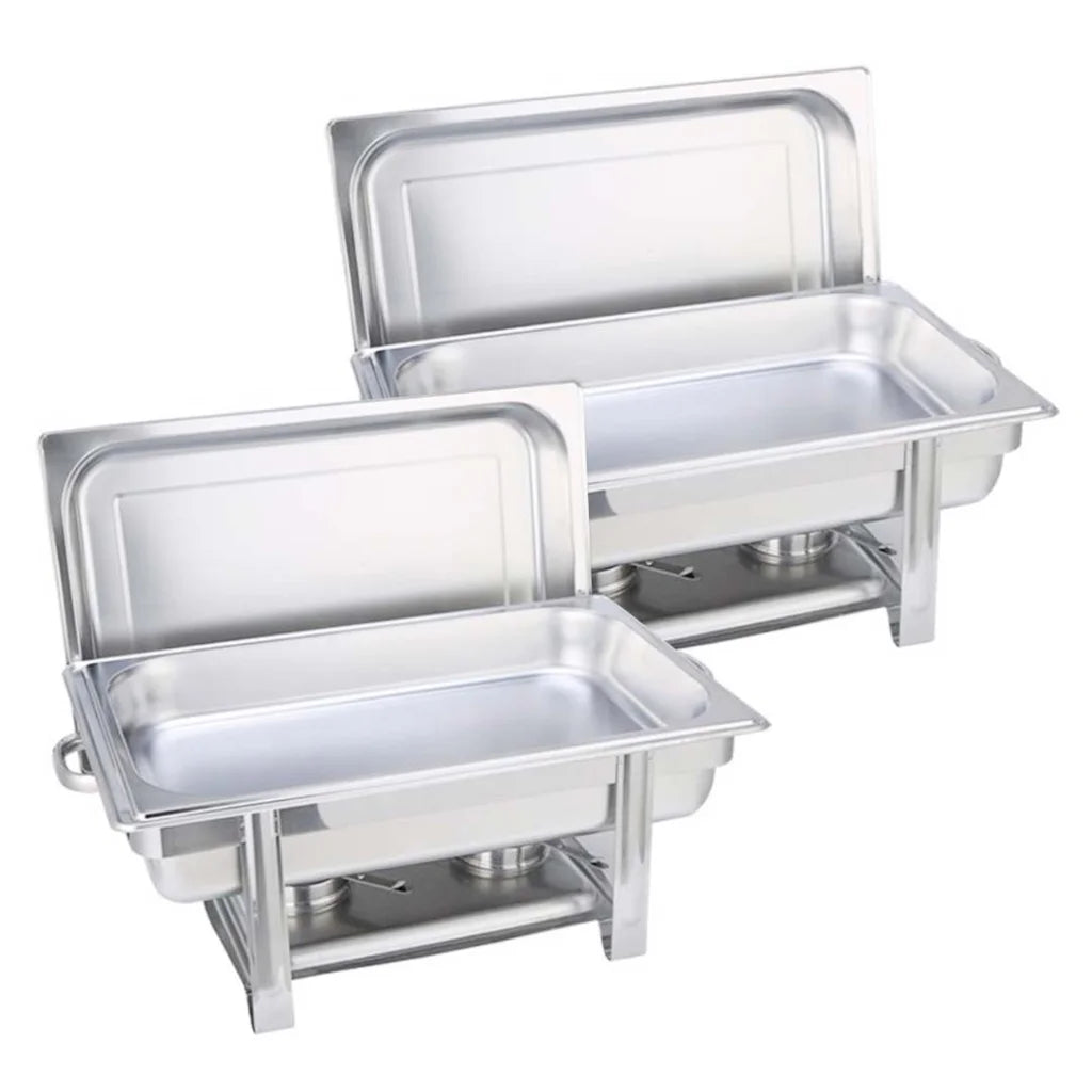 2X Single Tray Stainless Steel Chafing Catering Dish Food Warmer - Premium