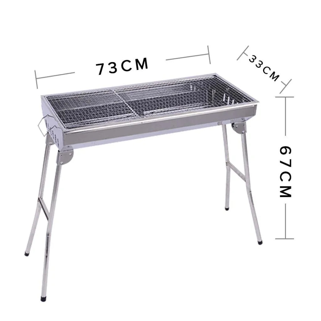 2X Skewers Grill Portable Stainless Steel Charcoal BBQ 6-8 Persons - Premium