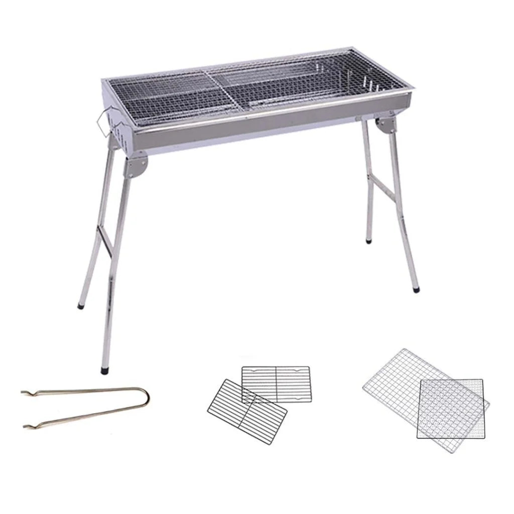 2X Skewers Grill Portable Stainless Steel Charcoal BBQ 6-8 Persons - Premium