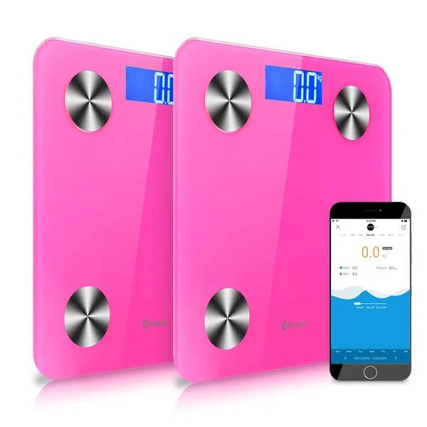 2X Wireless Bluetooth Digital Body Fat Scale Bathroom Health Analyzer Weight Pink - Premium