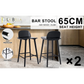 2X Wooden Bar Stool Dining Chair Ash Wood ELISE 65cm BLACK