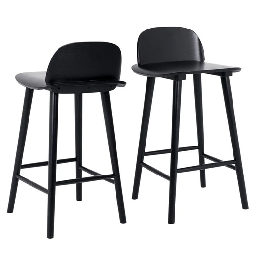 2X Wooden Bar Stool Dining Chair Ash Wood ELISE 65cm BLACK