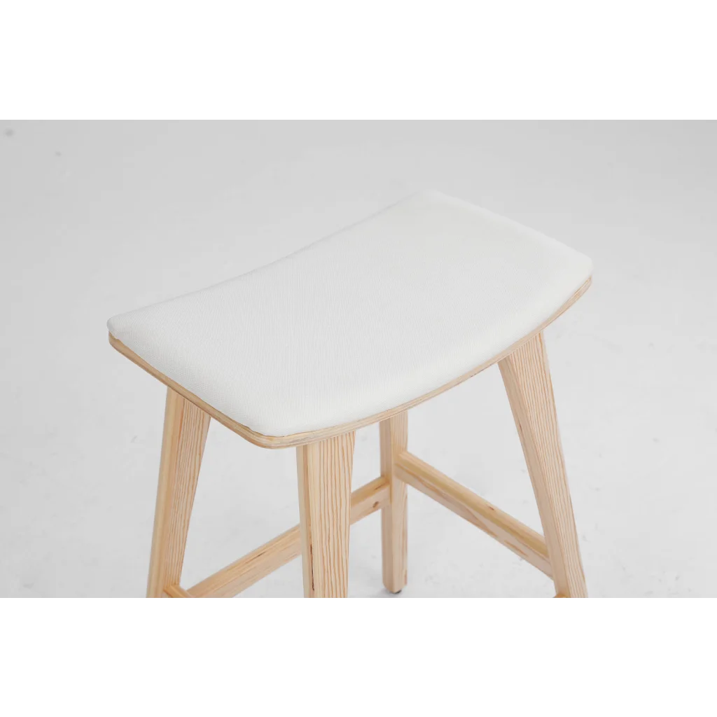 2X Wooden Bar Stool Padded Fabric Dining Chair KANSO 65cm