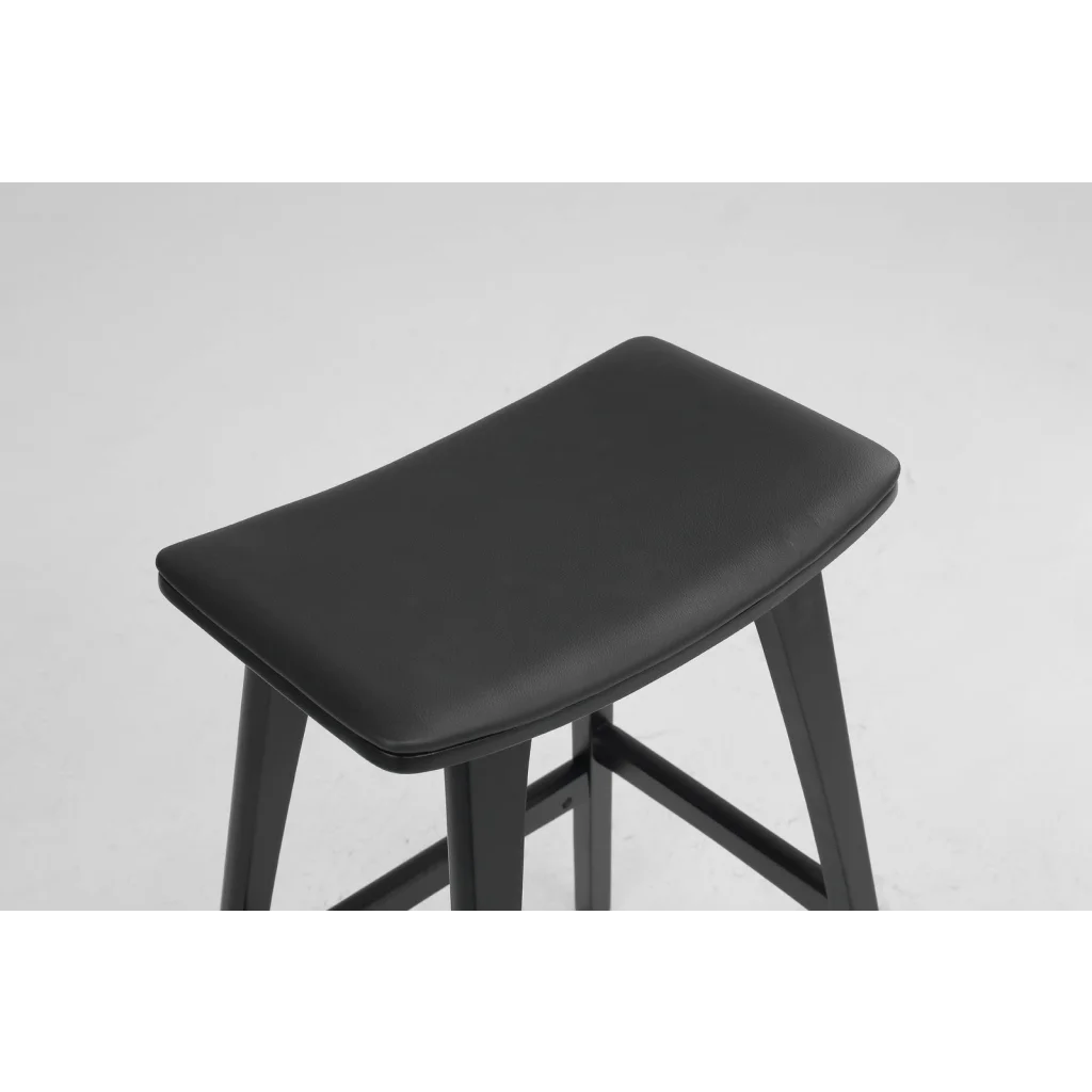 2X Wooden Bar Stool Padded PU Leather Dining Chair KANSO