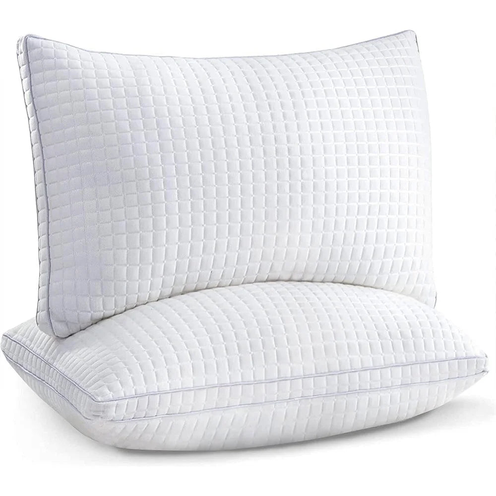 2xStandard Quality Pillows Cotton Hotel Adjustable Home