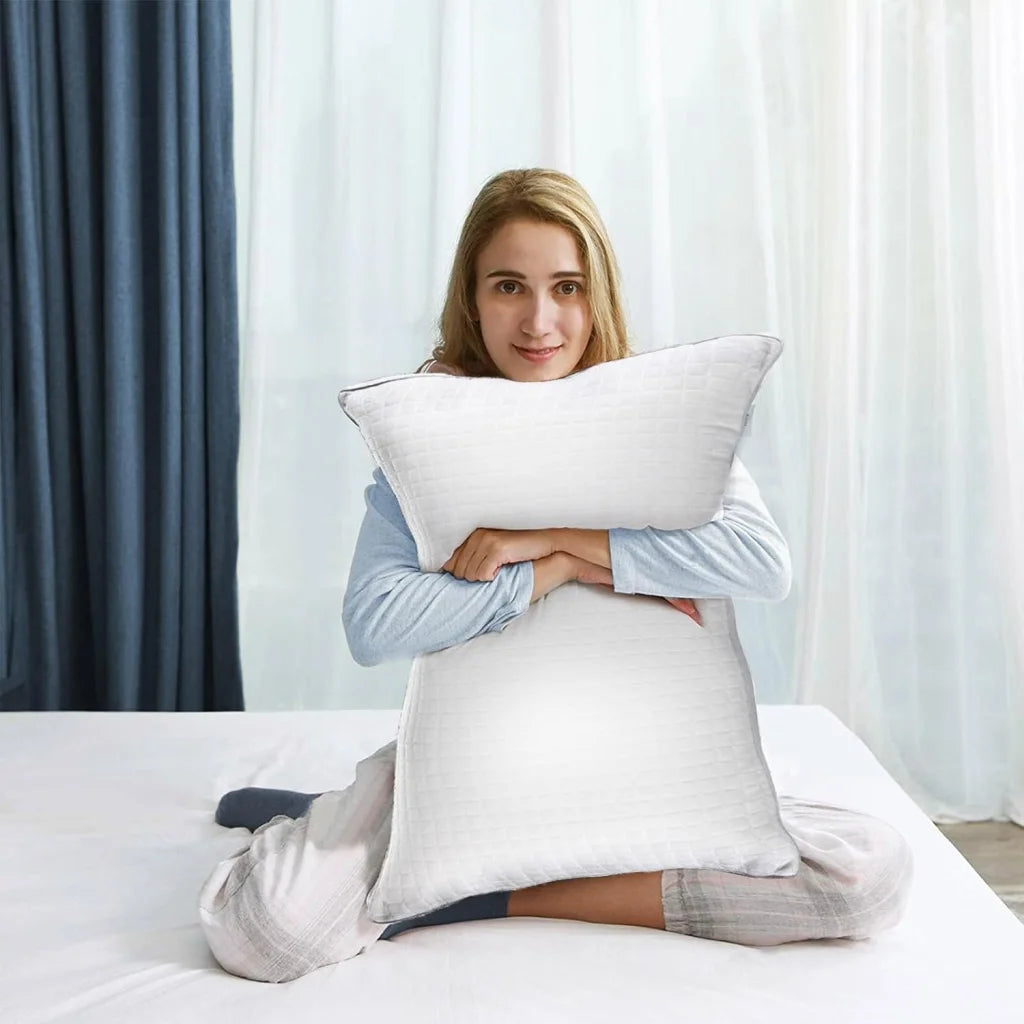 2xStandard Quality Pillows Cotton Hotel Adjustable Home