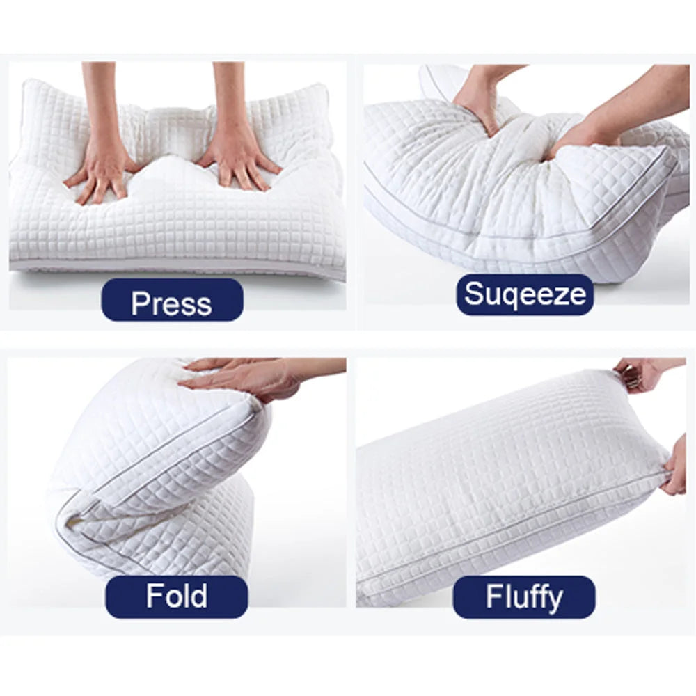 2xStandard Quality Pillows Cotton Hotel Adjustable Home