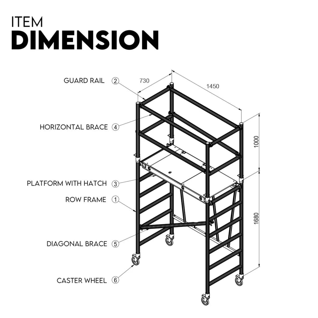 3.0M Aluminium Scaffold Mobile Tower Single Width Platform