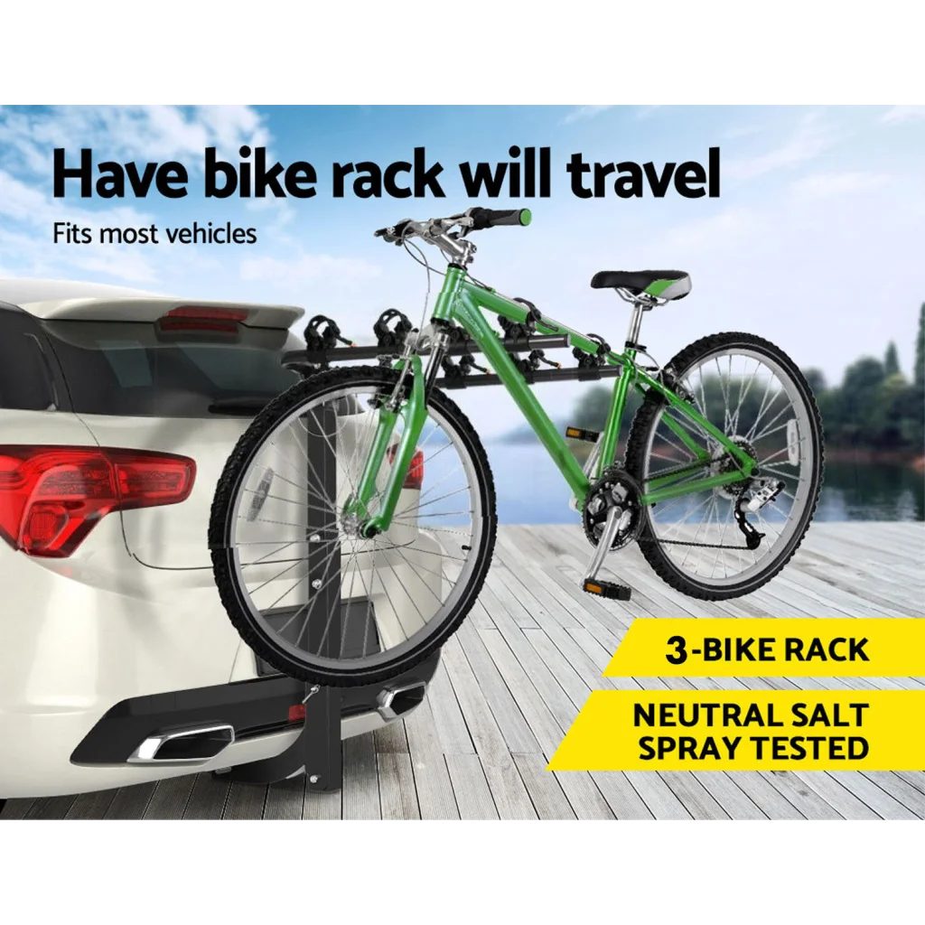 3 Bike Rack Bicycle Car Rear Carrier 2’’ Steel Foldable