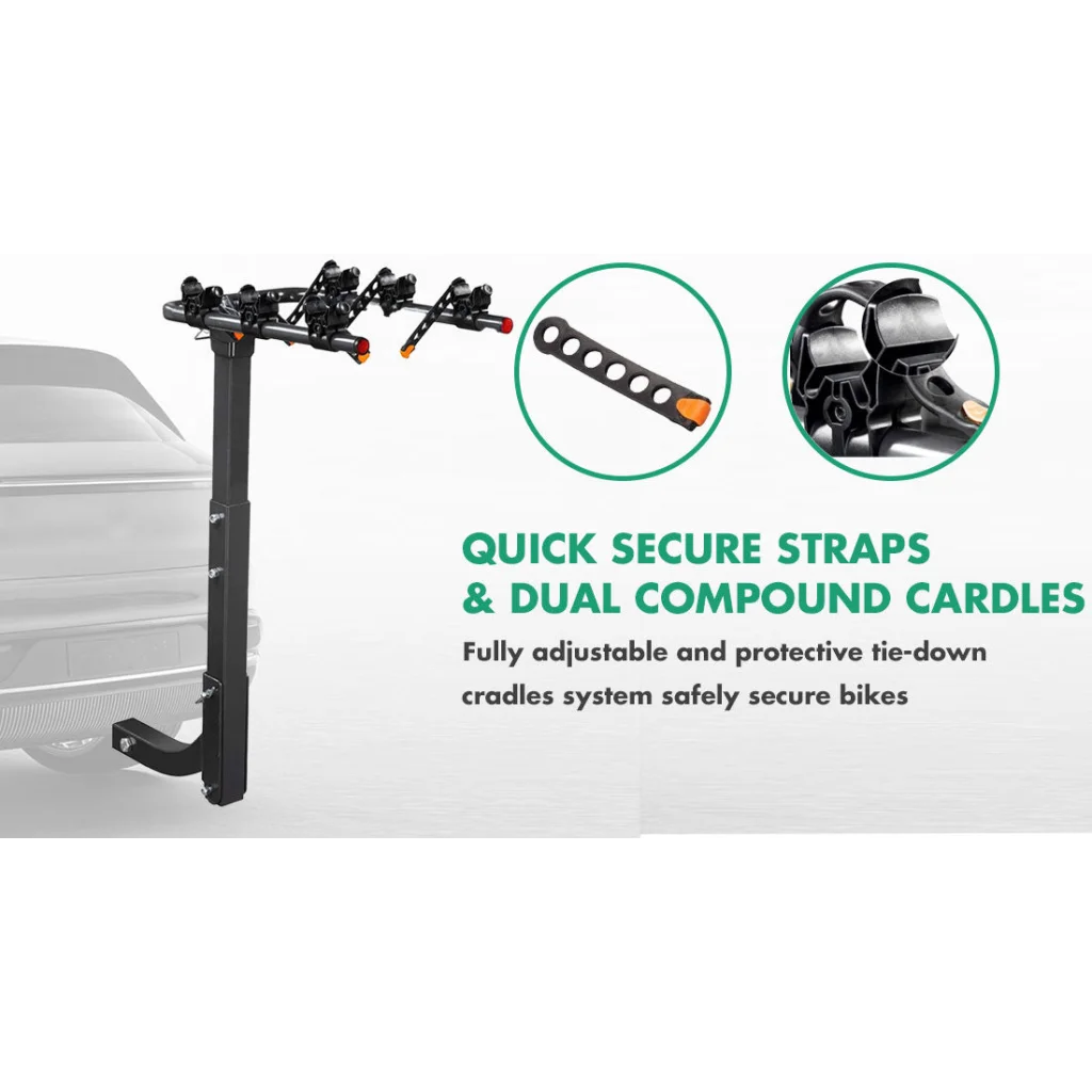 3 Bike Rack Bicycle Car Rear Carrier 2’’ Steel Foldable