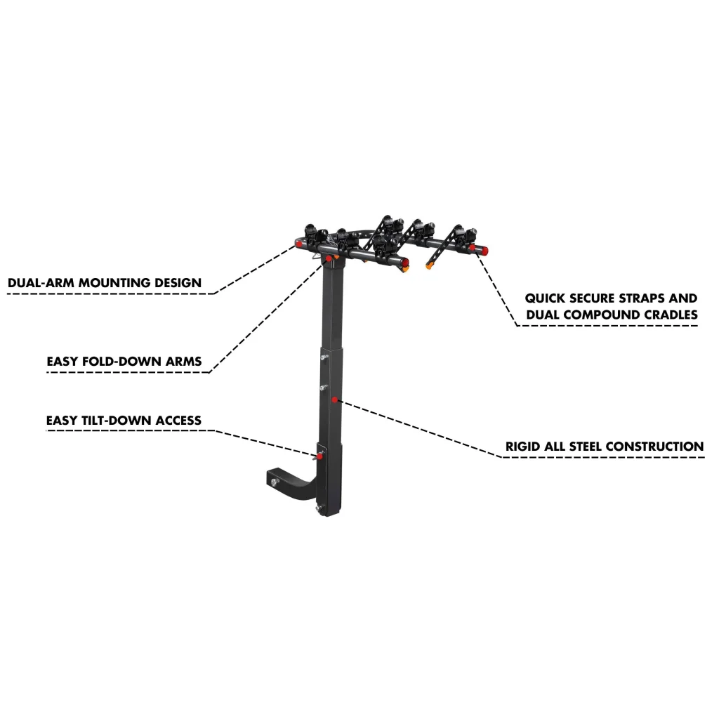 3 Bike Rack Bicycle Car Rear Carrier 2’’ Steel Foldable