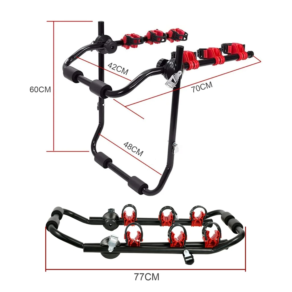 3 Bike Universal Cycle Bicycle Car Rear Carrier Rack Hanger