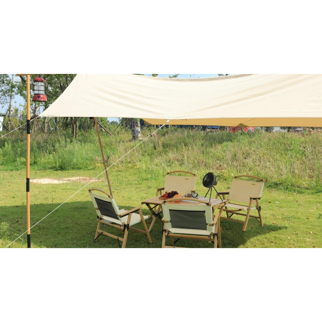 3 Chairs & 1 Table Set Bamboo Camping Folding Portable