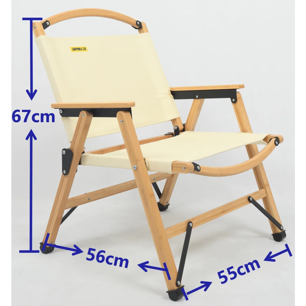 3 Chairs & 1 Table Set Bamboo Camping Folding Portable